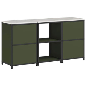 vidaXL Set di Stoccaggio per Cucina 3 pcs Verde oliva 180 x 50 x 92 cm