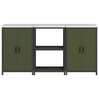 vidaXL Set di Stoccaggio per Cucina 3 pcs Verde oliva 180 x 50 x 92 cm