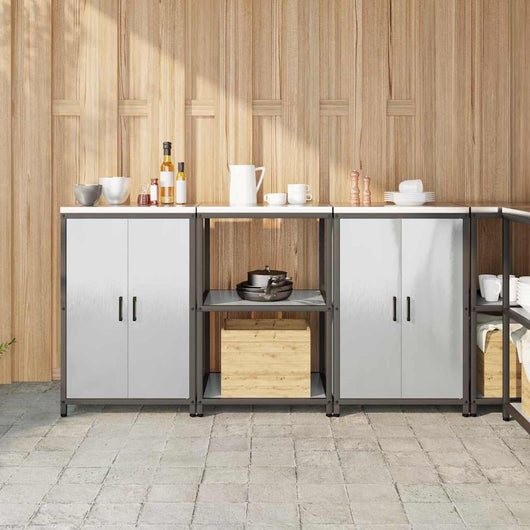 vidaXL Set di Stoccaggio per Cucina 3 pcs Argento 180 x 50 x 92 cm