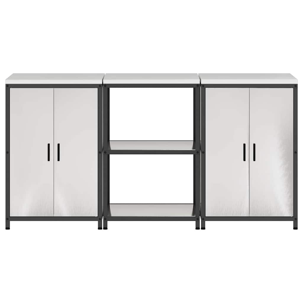vidaXL Set di Stoccaggio per Cucina 3 pcs Argento 180 x 50 x 92 cm