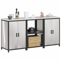vidaXL Set di Stoccaggio per Cucina 3 pcs Argento 180 x 50 x 92 cm