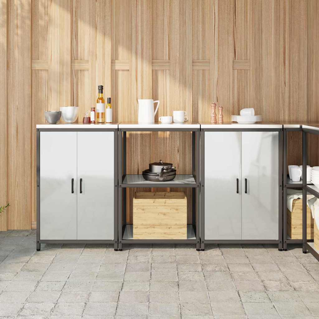 vidaXL Set di Stoccaggio per Cucina 3 pcs Argento 180 x 50 x 92 cm