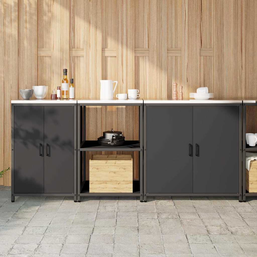 vidaXL Set di Stoccaggio per Cucina Altro 3 pcs Nero 210 x 50 x 92 cm
