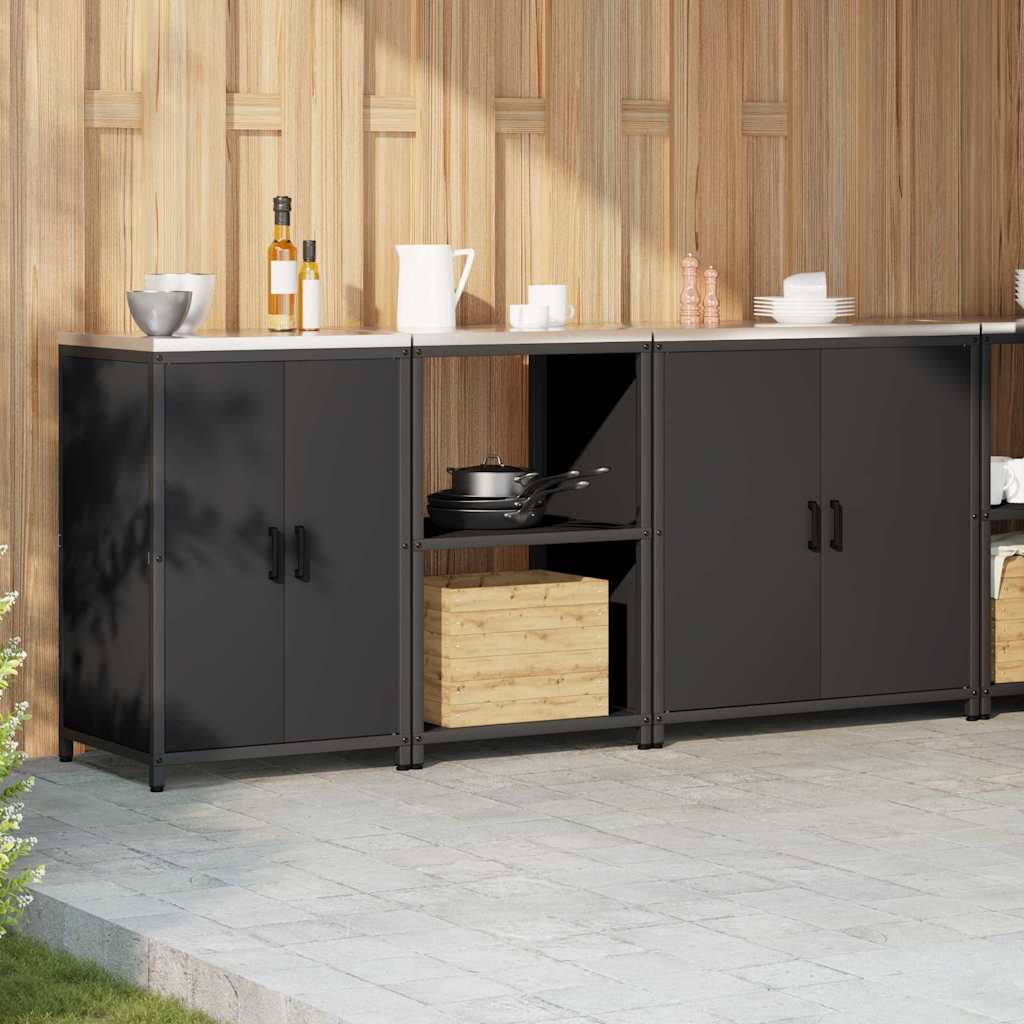 vidaXL Set di Stoccaggio per Cucina Altro 3 pcs Nero 210 x 50 x 92 cm