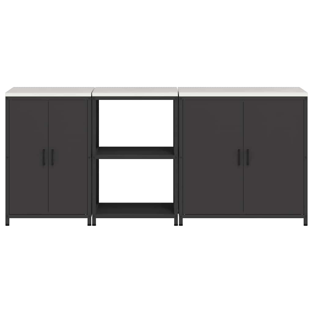 vidaXL Set di Stoccaggio per Cucina Altro 3 pcs Nero 210 x 50 x 92 cm