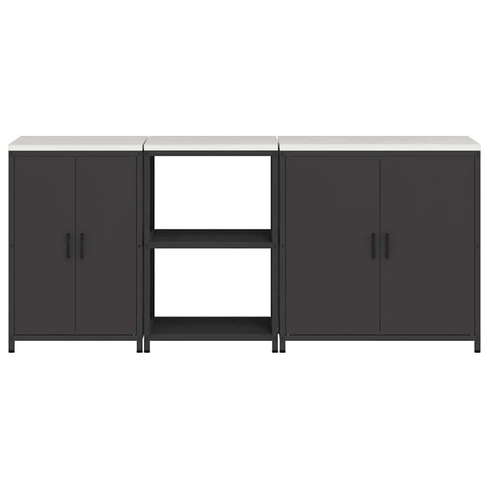vidaXL Set di Stoccaggio per Cucina Altro 3 pcs Nero 210 x 50 x 92 cm