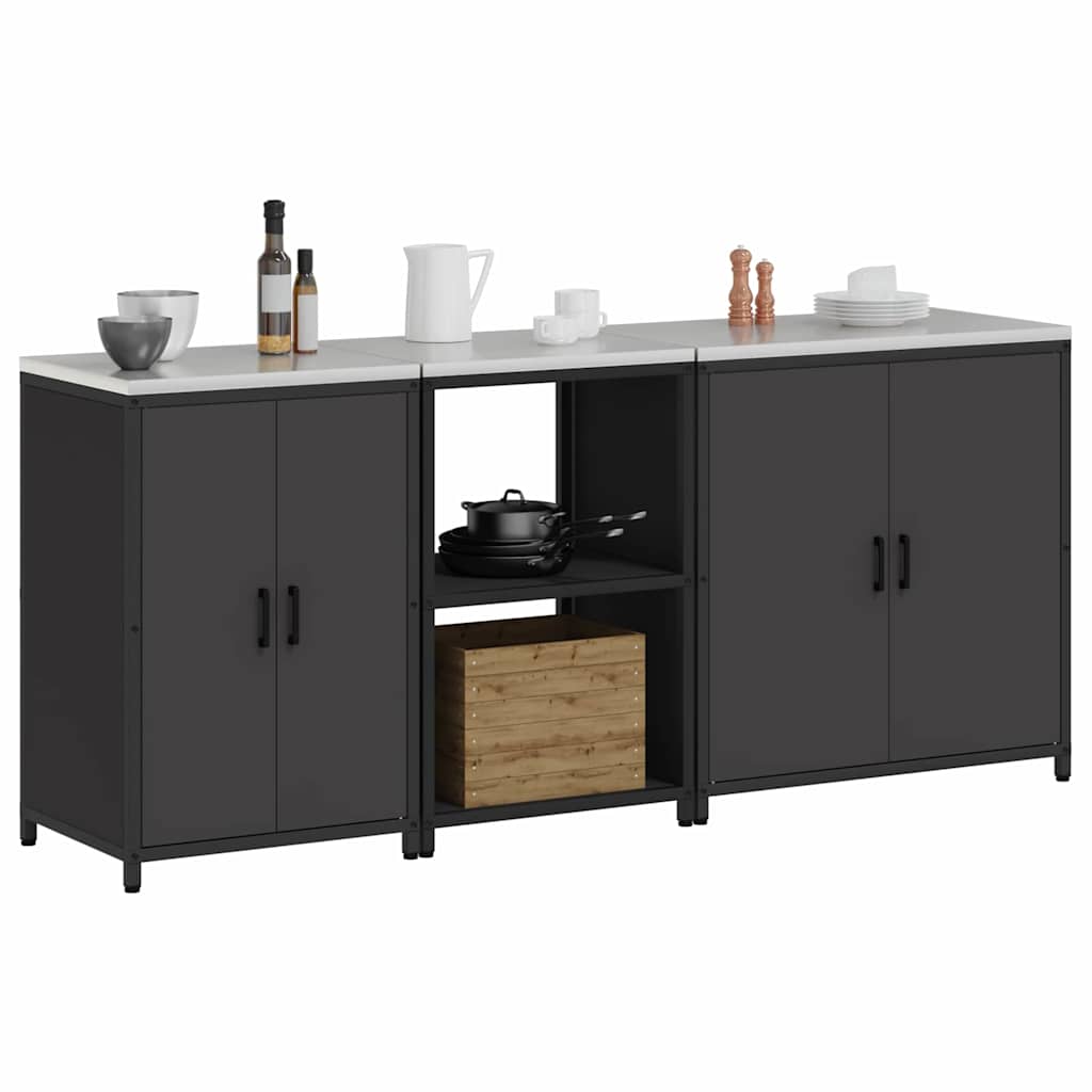 vidaXL Set di Stoccaggio per Cucina Altro 3 pcs Nero 210 x 50 x 92 cm