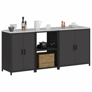 vidaXL Set di Stoccaggio per Cucina Altro 3 pcs Nero 210 x 50 x 92 cm