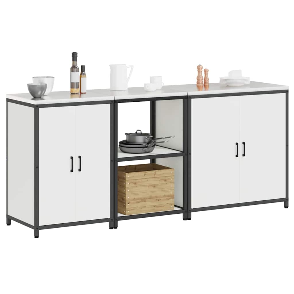 vidaXL Set di Stoccaggio per Cucina 3 pcs Bianco 210 x 50 x 92 cm