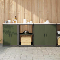 vidaXL Set di Stoccaggio per Cucina 3 pcs Verde oliva 210 x 50 x 92 cm