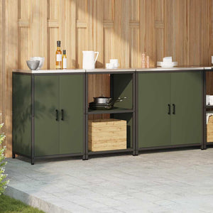 vidaXL Set di Stoccaggio per Cucina 3 pcs Verde oliva 210 x 50 x 92 cm