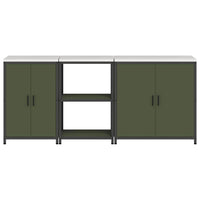 vidaXL Set di Stoccaggio per Cucina 3 pcs Verde oliva 210 x 50 x 92 cm