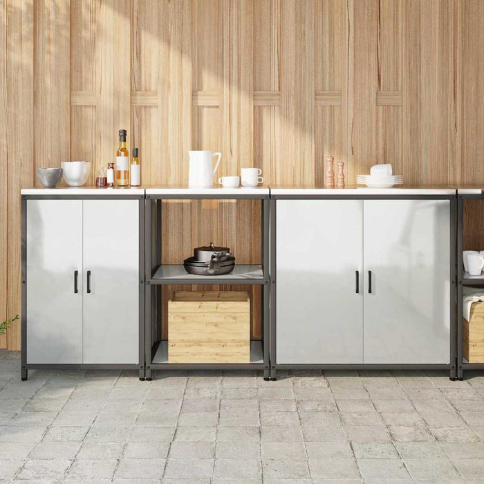 vidaXL Set di Stoccaggio per Cucina 3 pcs Argento 210 x 50 x 92 cm