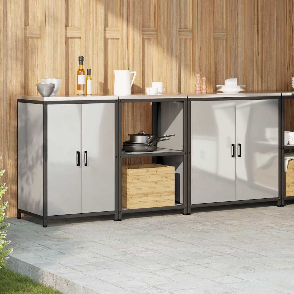 vidaXL Set di Stoccaggio per Cucina 3 pcs Argento 210 x 50 x 92 cm