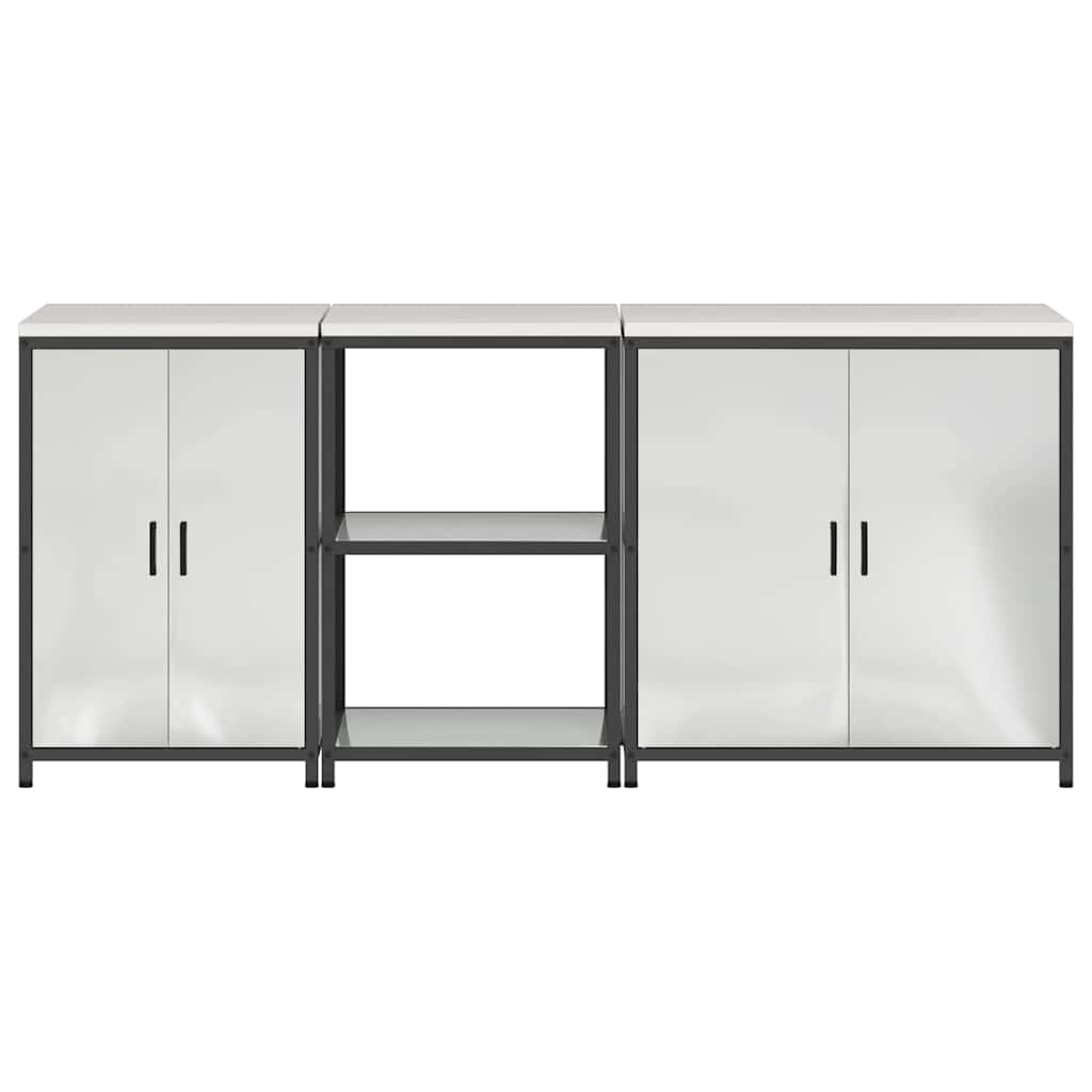 vidaXL Set di Stoccaggio per Cucina 3 pcs Argento 210 x 50 x 92 cm