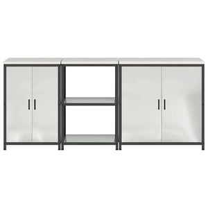 vidaXL Set di Stoccaggio per Cucina 3 pcs Argento 210 x 50 x 92 cm