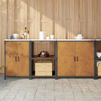 vidaXL Set di Stoccaggio per Cucina 3 pcs Ruggine 210 x 50 x 92 cm