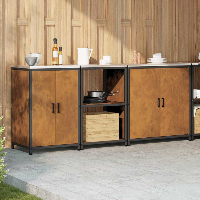 vidaXL Set di Stoccaggio per Cucina 3 pcs Ruggine 210 x 50 x 92 cm