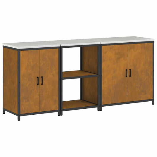 vidaXL Set di Stoccaggio per Cucina 3 pcs Ruggine 210 x 50 x 92 cm