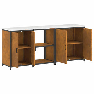 vidaXL Set di Stoccaggio per Cucina 3 pcs Ruggine 210 x 50 x 92 cm