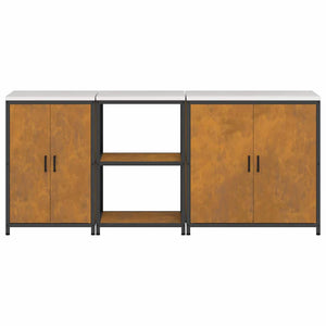 vidaXL Set di Stoccaggio per Cucina 3 pcs Ruggine 210 x 50 x 92 cm