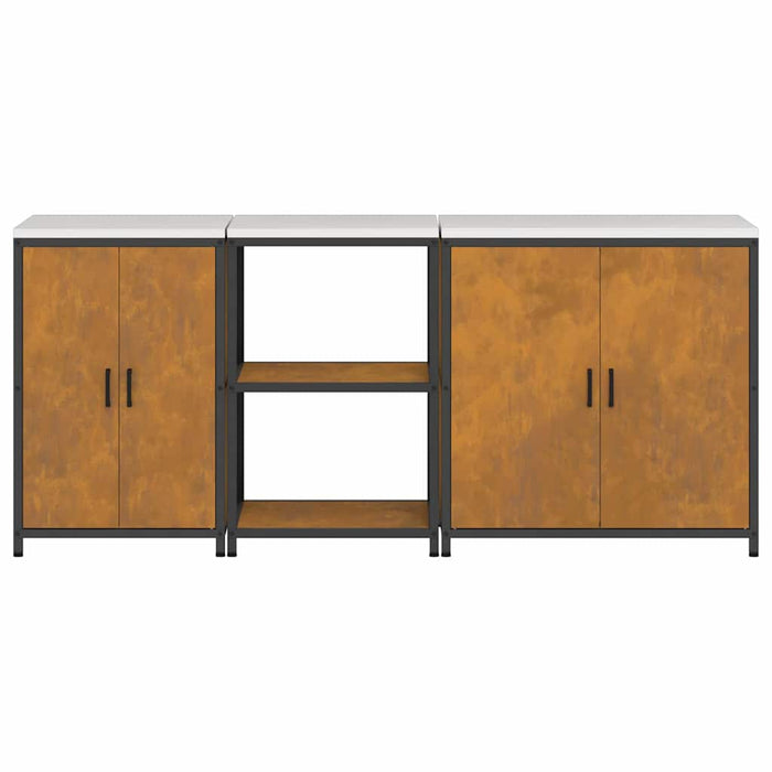 vidaXL Set di Stoccaggio per Cucina 3 pcs Ruggine 210 x 50 x 92 cm
