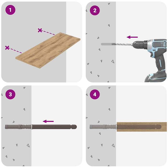 vidaXL Bracket per mensola galleggiante 12 pcs Marrone Ø10 x 170 mm