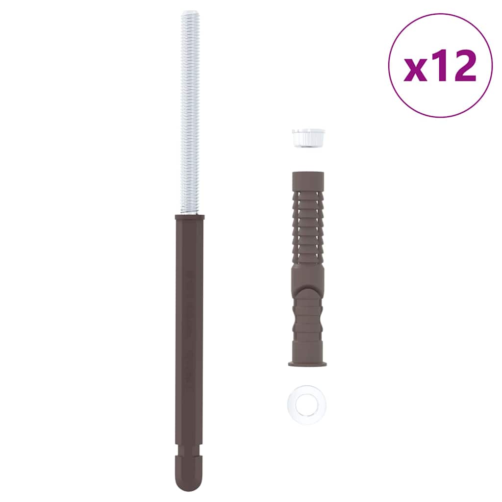 vidaXL Bracket per mensola galleggiante 12 pcs Marrone Ø10 x 170 mm