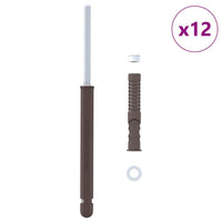 vidaXL Bracket per mensola galleggiante 12 pcs Marrone Ø12 x 190 mm