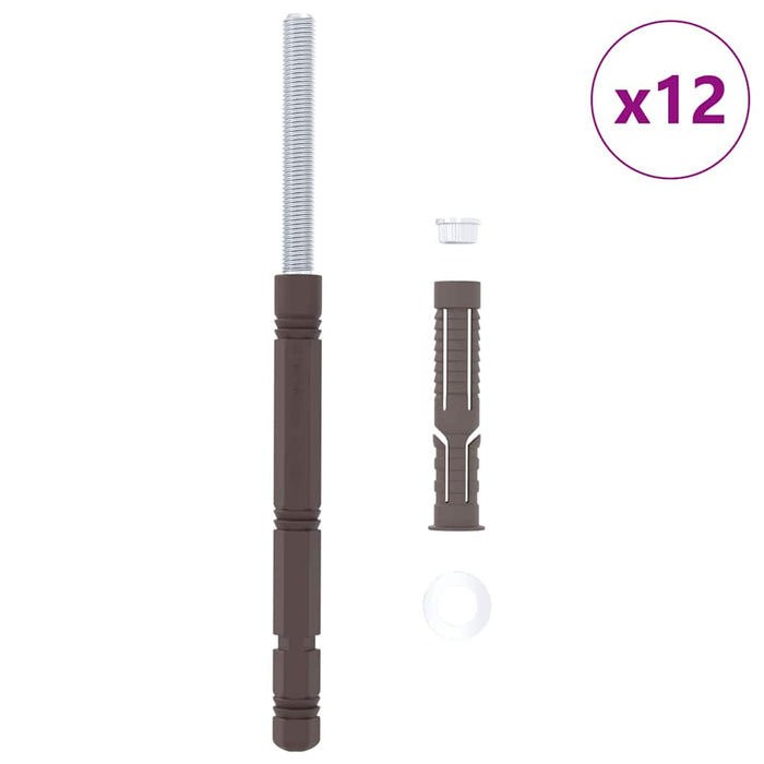 vidaXL Bracket per mensola galleggiante 12 pcs Marrone Ø14 x 210 mm