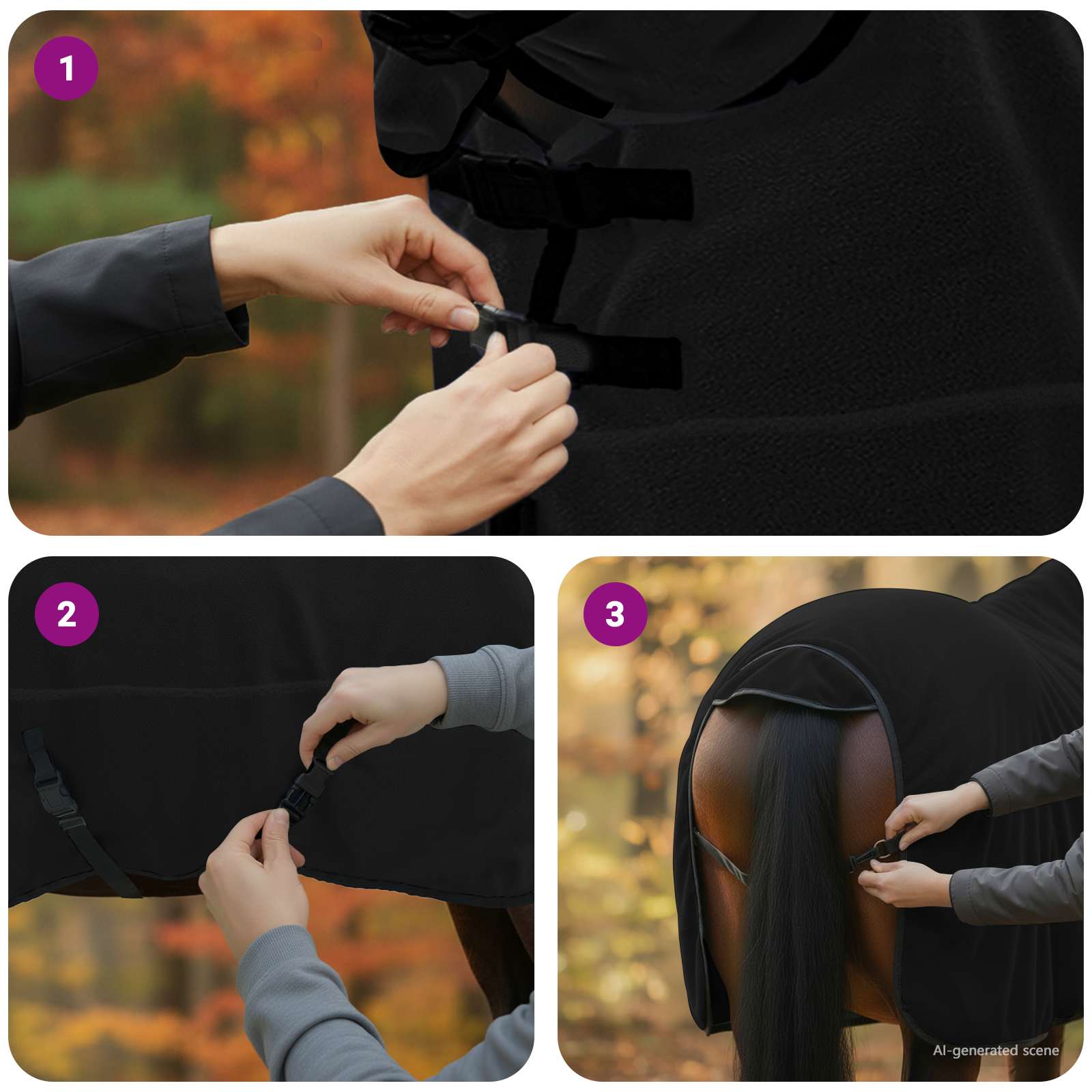 Coperta per Cavalli Nero Poliestere 42013303