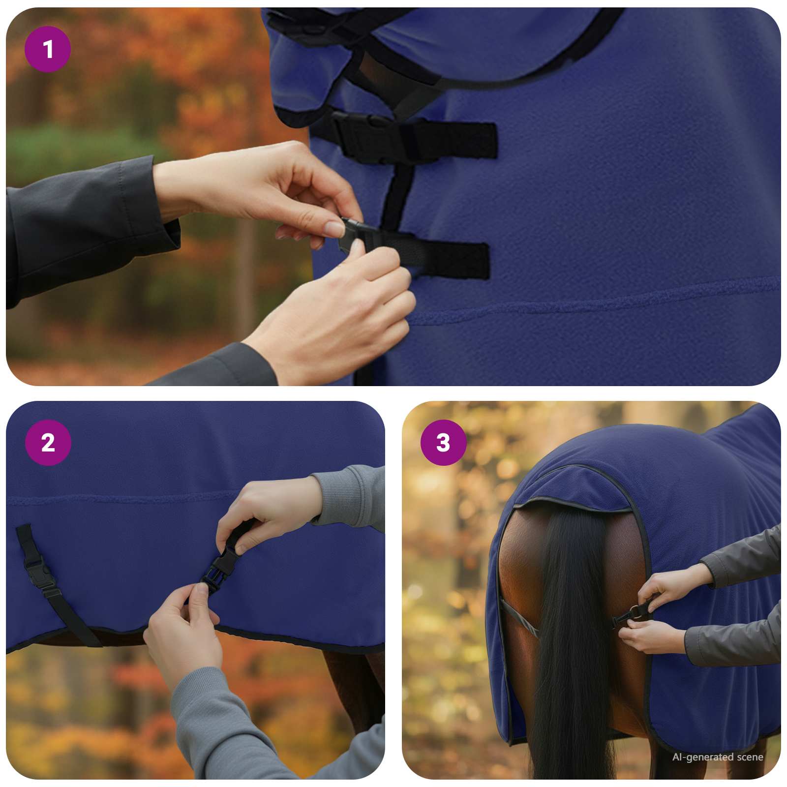 Coperta per Cavalli Blu navy Poliestere 42013322