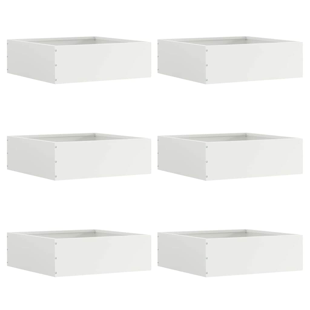 Bordura per Prato 6 pcs Bianco 40 x 40 x 13 cm Acciaio 874705