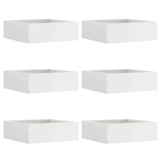 Bordura per Prato 6 pcs Bianco 40 x 40 x 13 cm Acciaio 874705