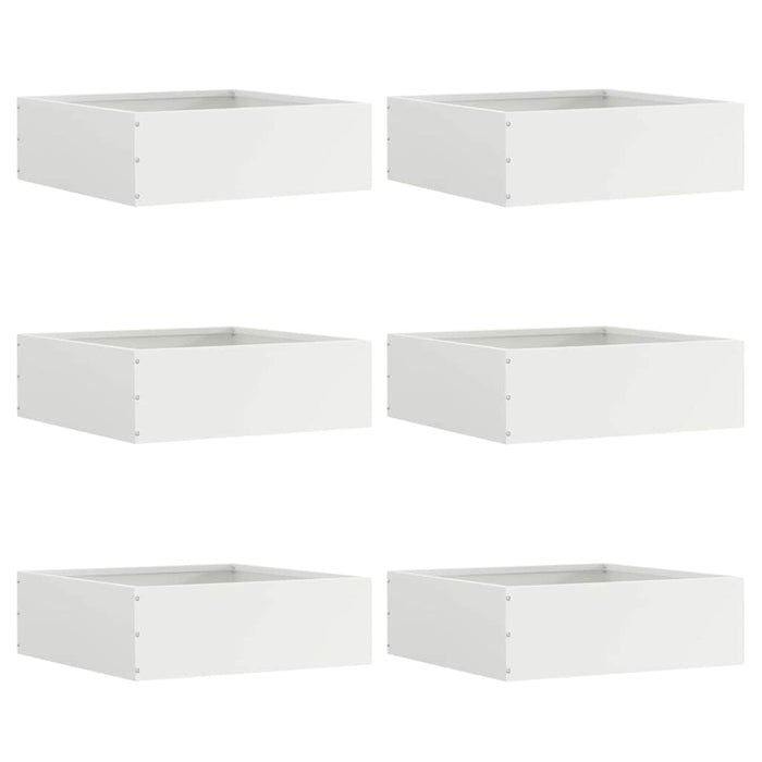 Bordura per Prato 6 pcs Bianco 40 x 40 x 13 cm Acciaio 874705