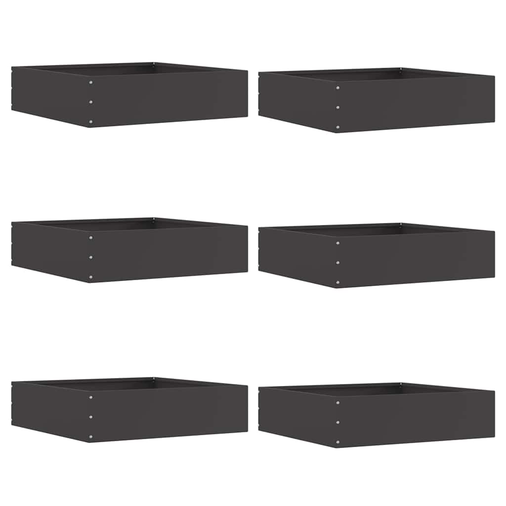 Bordura per Prato 6 pcs Nero 50 x 50 x 13 cm Acciaio 874717