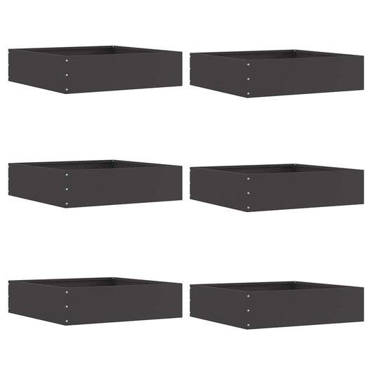 Bordura per Prato 6 pcs Nero 50 x 50 x 13 cm Acciaio 874717