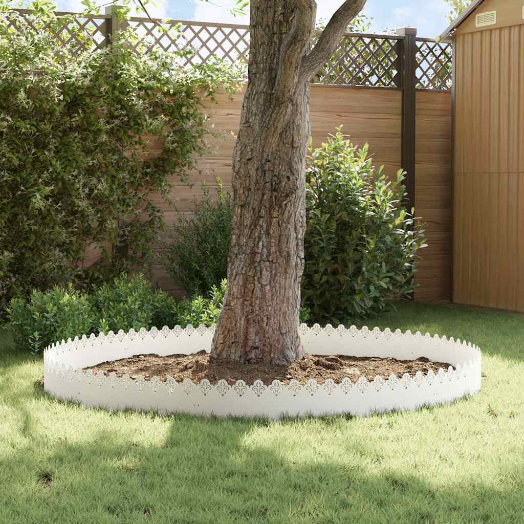 Bordure per prato 30 pcs Bianco 103 x 0,05 x 22 cm Acciaio 874749