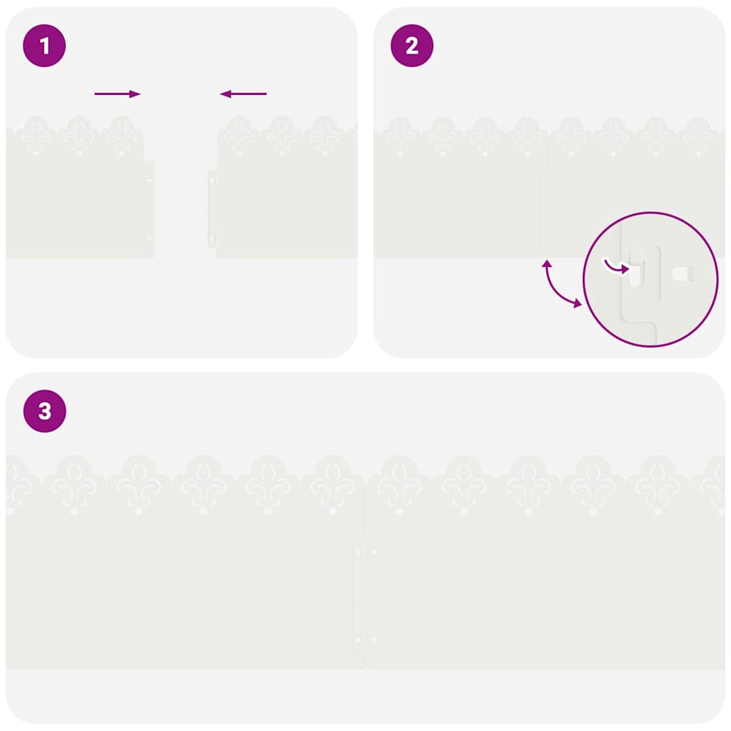 Bordure per prato 30 pcs Bianco 103 x 0,05 x 22 cm Acciaio 874749