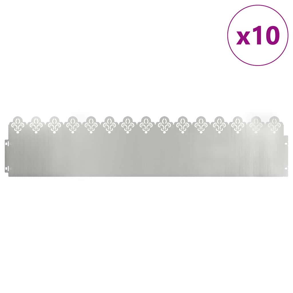 Bordure per prato 10 pcs Argento 103 x 0,05 x 22 cm 874759