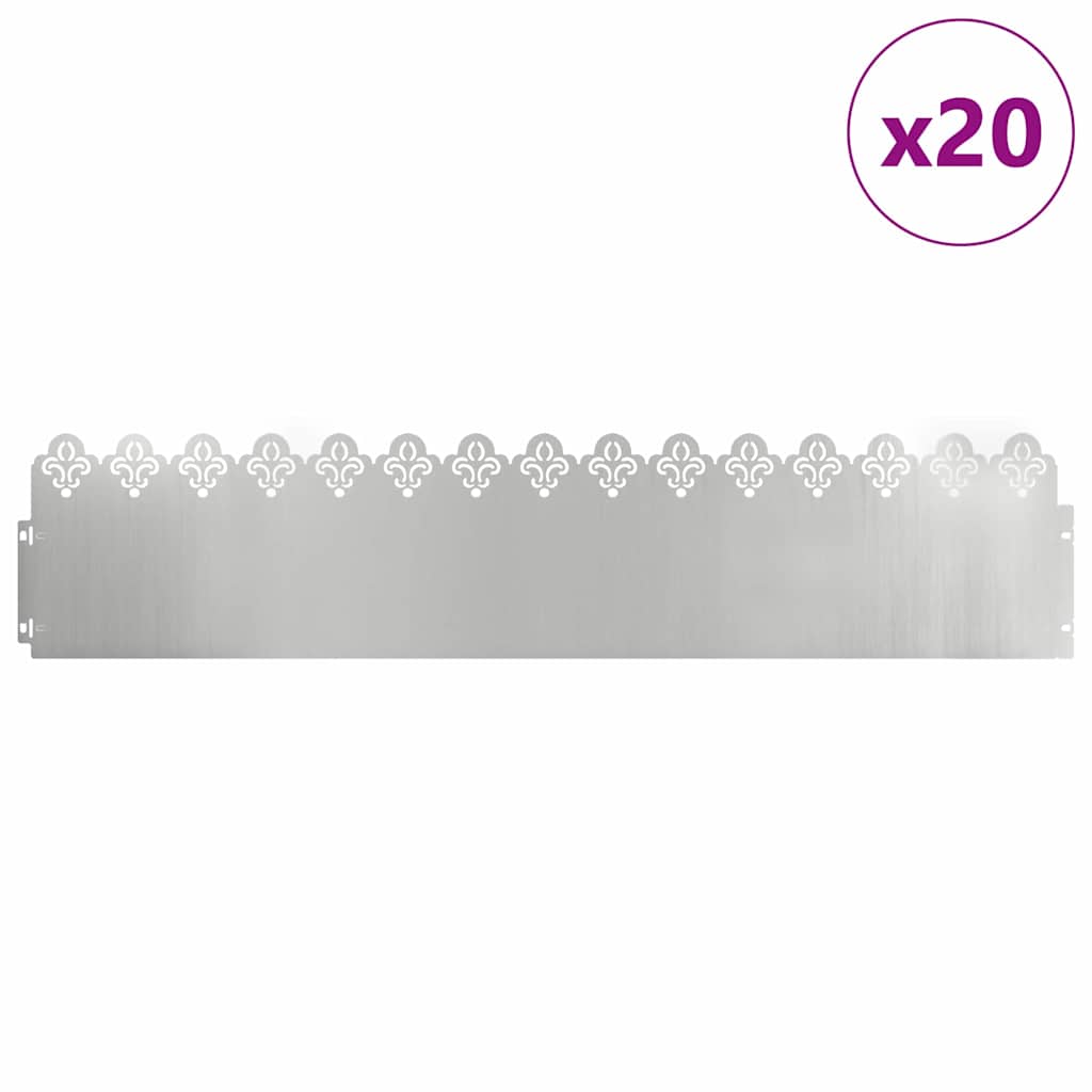Bordure per prato 20 pcs Argento 103 x 0,05 x 22 cm 874760