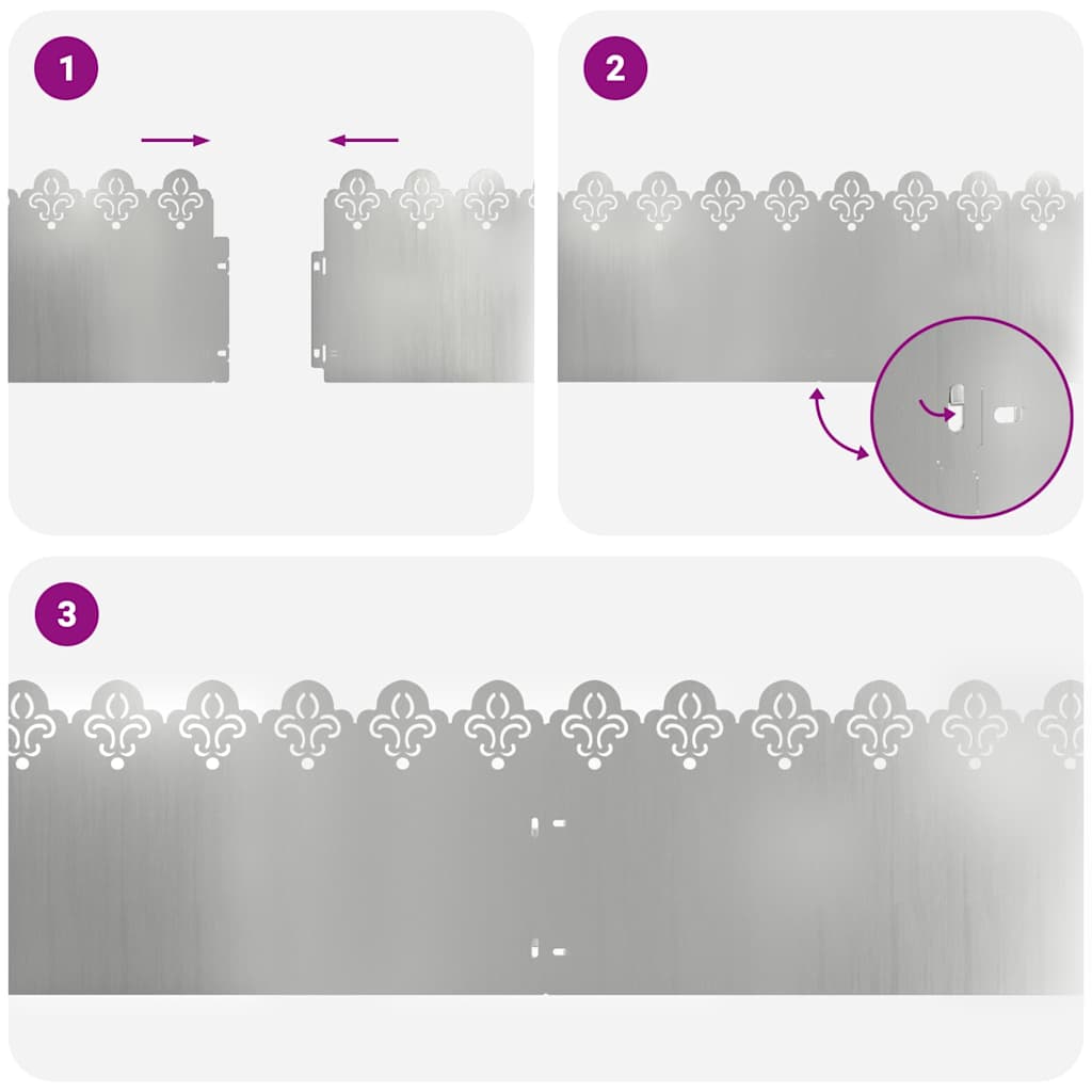 Bordure per prato 30 pcs Argento 103 x 0,05 x 22 cm 874761