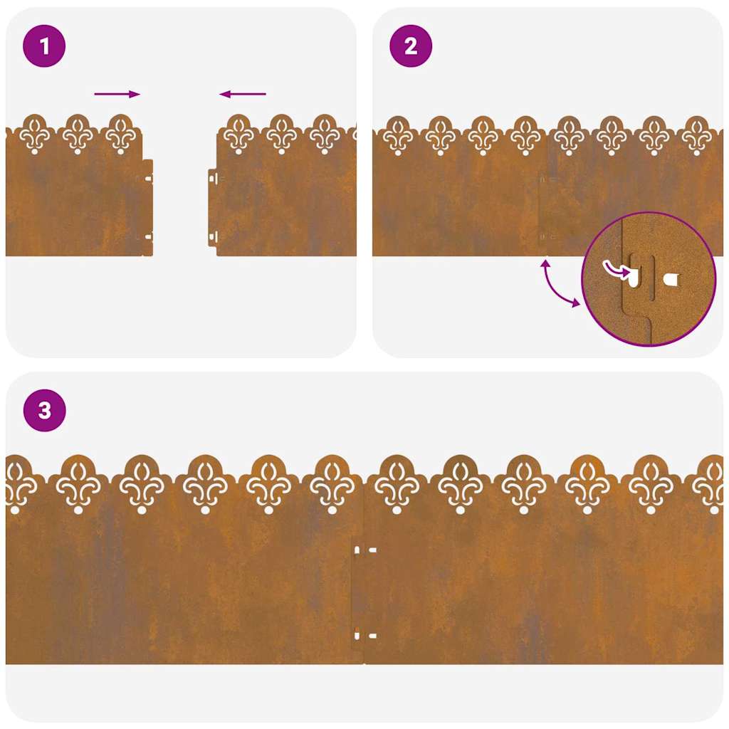 Bordure per prato 10 pcs Ruggine 103 x 0,05 x 22 cm 874762