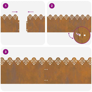 Bordure per prato 10 pcs Ruggine 103 x 0,05 x 22 cm 874762