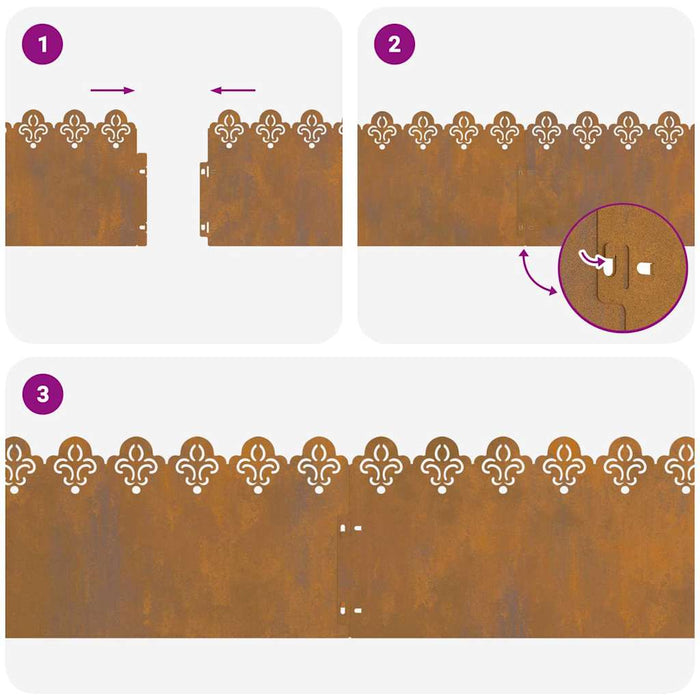 Bordure per prato 10 pcs Ruggine 103 x 0,05 x 22 cm 874762