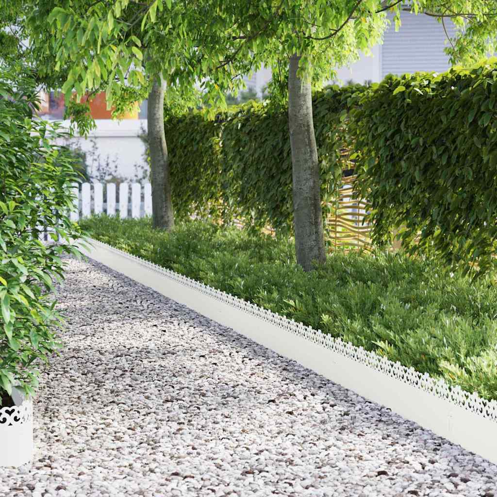 Bordure per prato 10 pcs Bianco 103 x 0,05 x 22 cm Acciaio 874768