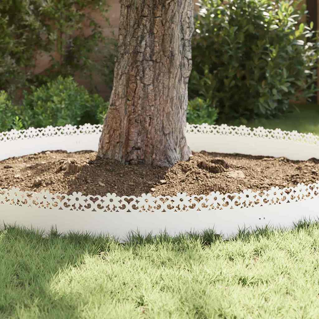 Bordure per prato 20 pcs Bianco 103 x 0,05 x 22 cm Acciaio 874769