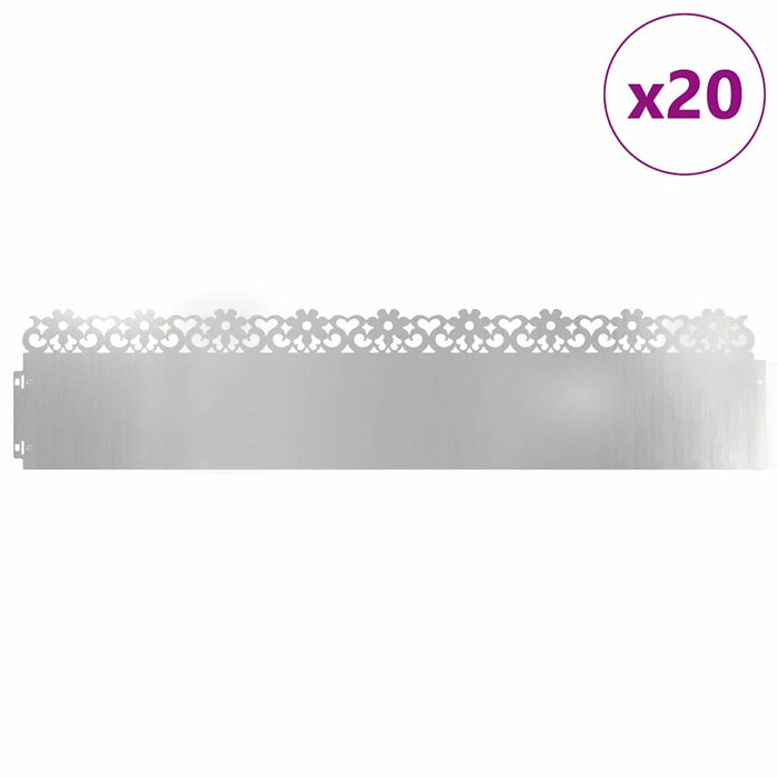 Bordure per prato 20 pcs Argento 103 x 0,05 x 22 cm 874781
