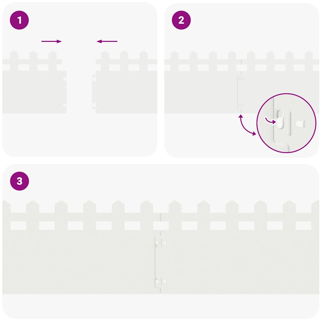 Bordure per prato 10 pcs Bianco 103 x 0,05 x 22 cm Acciaio 874789