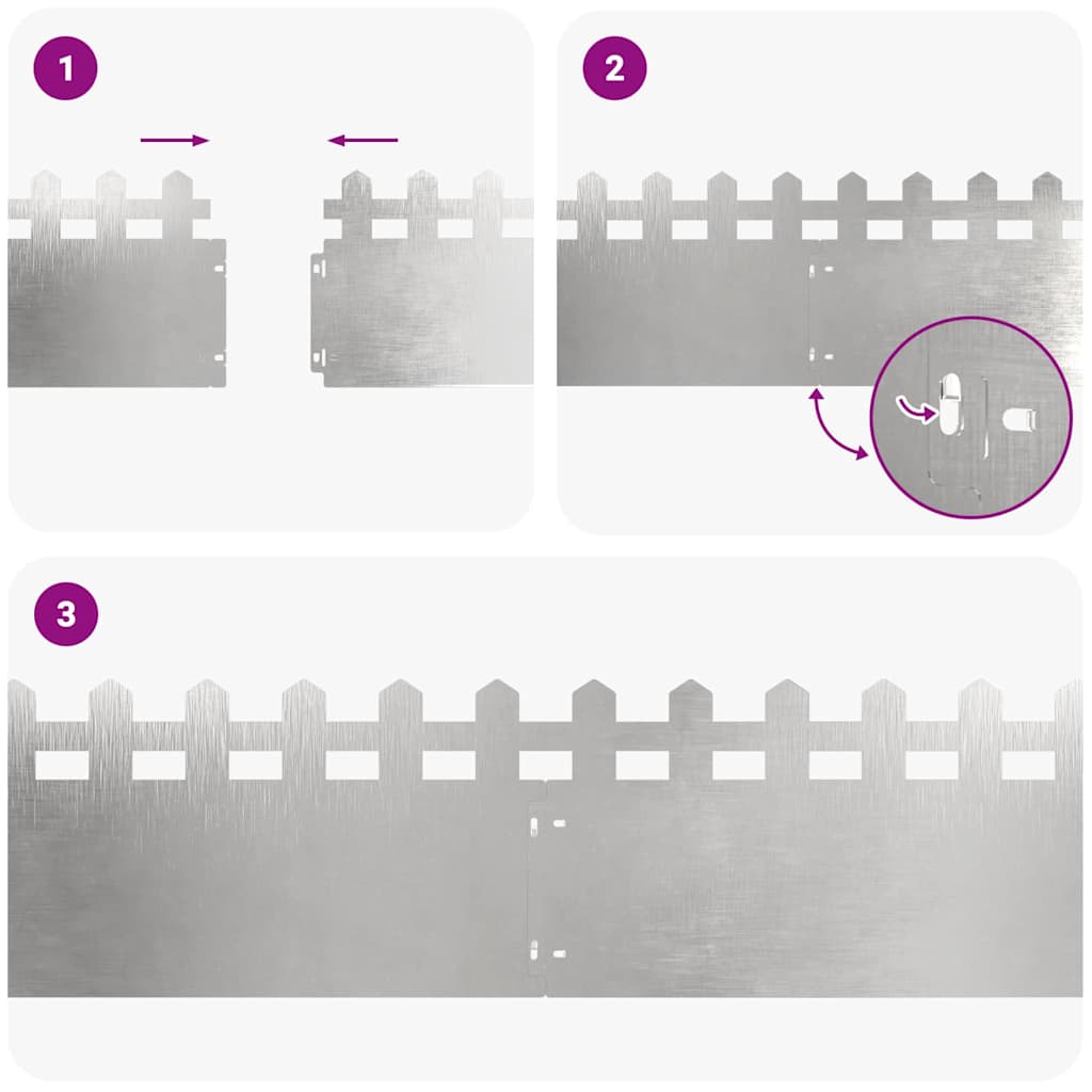 Bordure per prato 10 pcs Argento 103 x 0,05 x 22 cm 874798